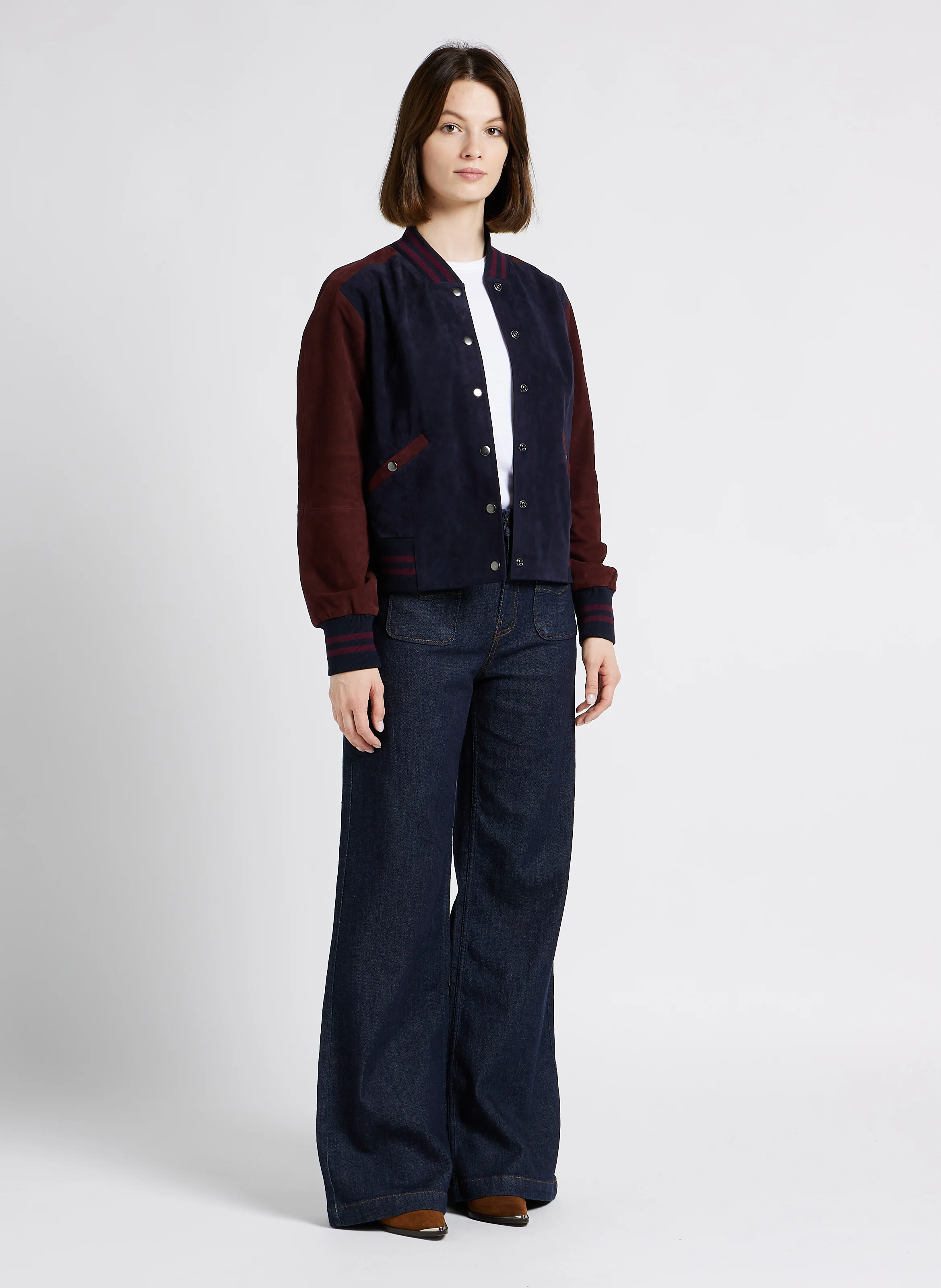 LE HAILEY - Jean large taille haute en coton stretch | Bleu