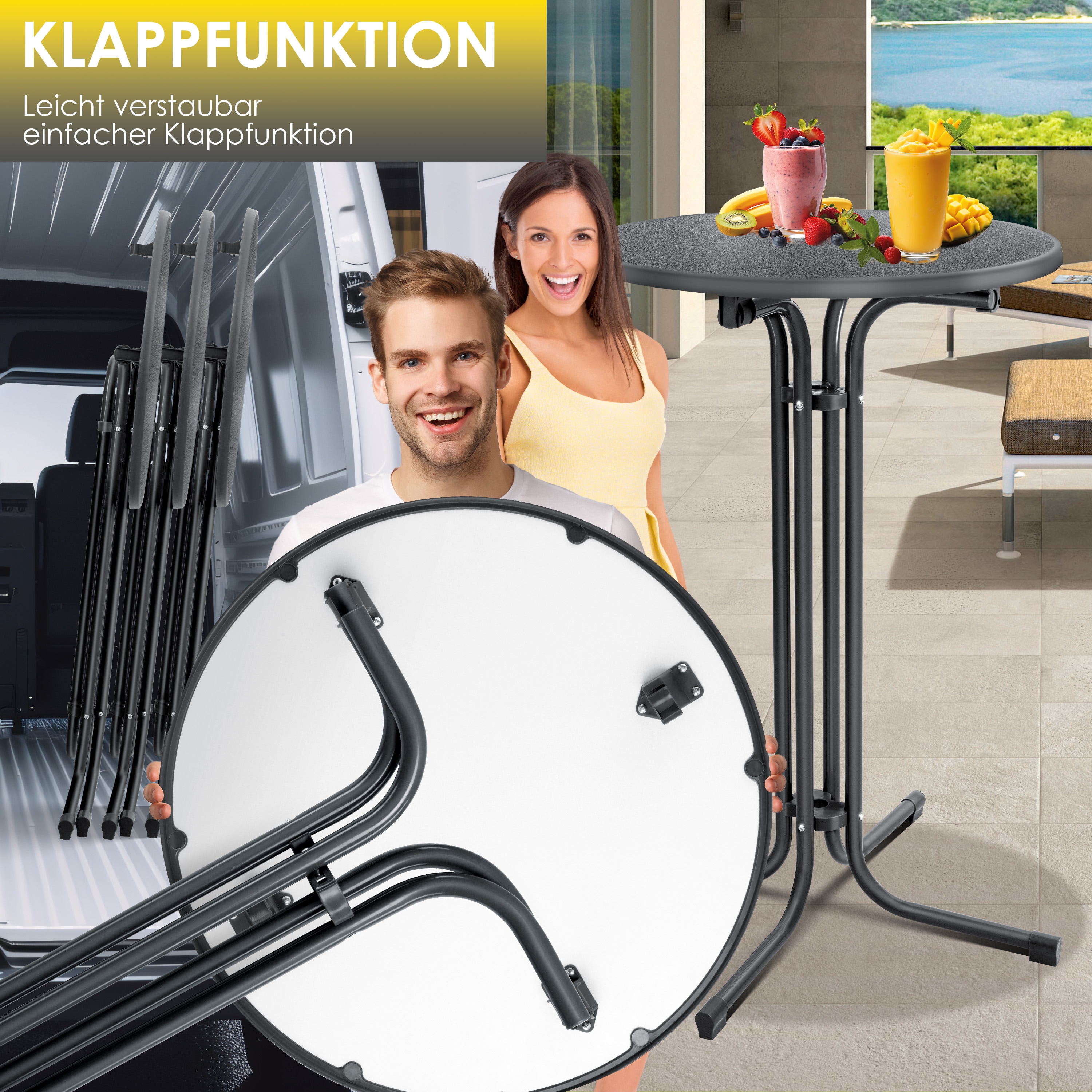 KESSER® Gastro Stehtisch klappbar - Gastronomie Bistrotisch rund - Wetterbeständiger Klapptisch Gartentisch - Runder Partytisch - Hitzebeständig - Stabil und sicher