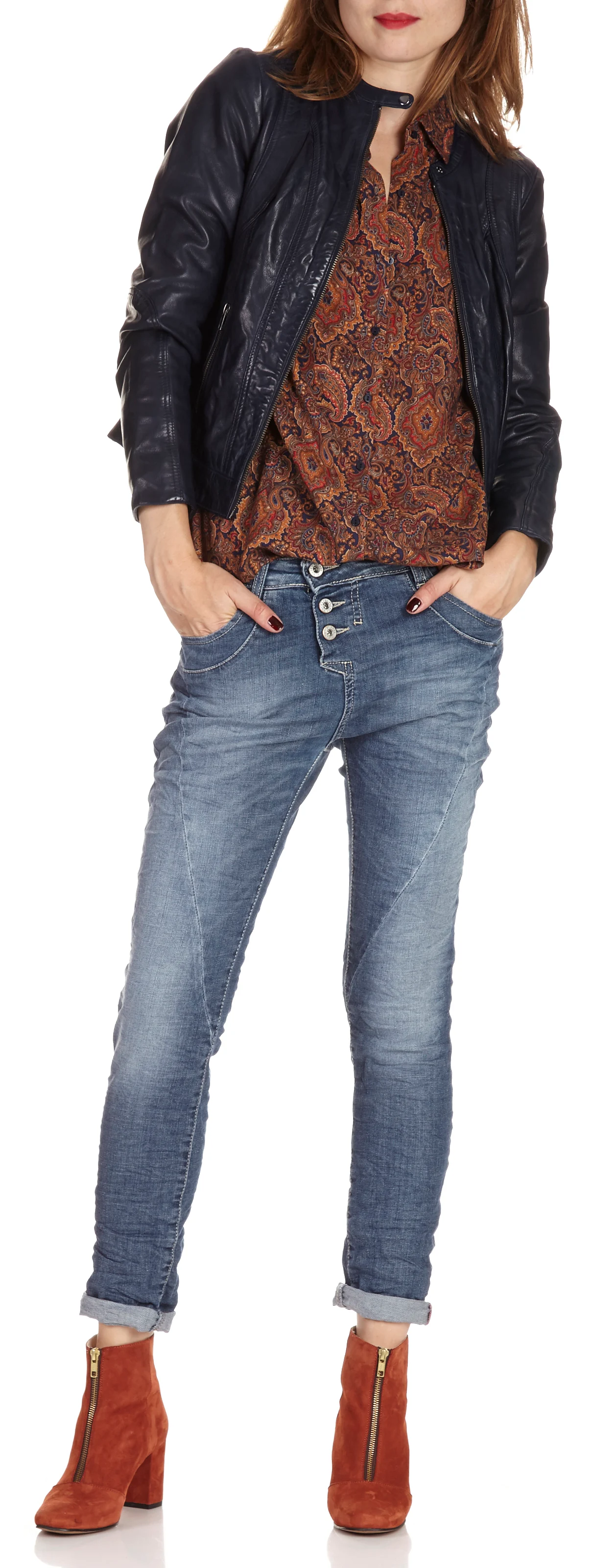 Jean boyfriend taille normale | Bleu