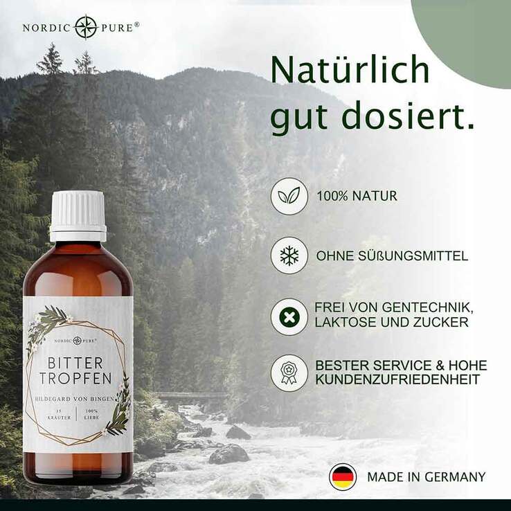 Bittertropfen 15 Kräuter Bitterstoffe Nordic Pure, 100 ml