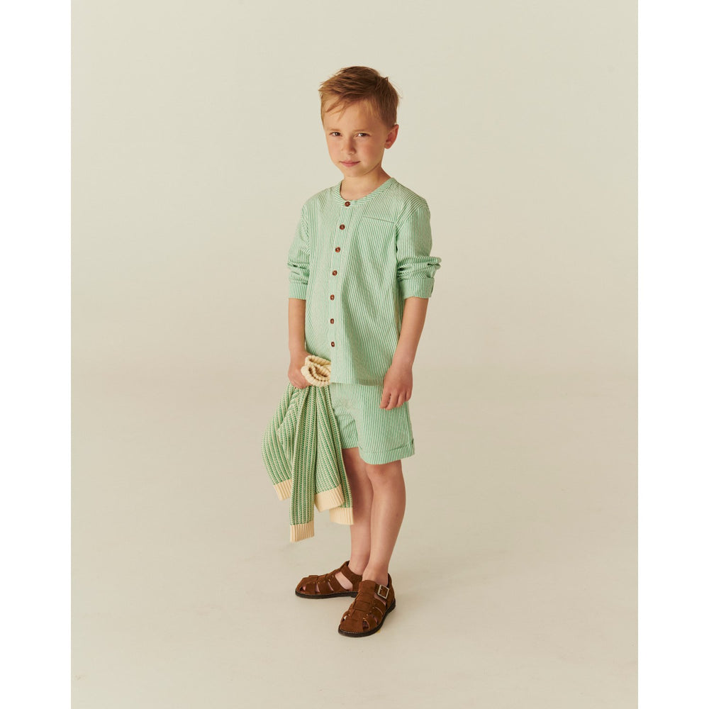 Køb COPENHAGEN COLORS Sharp Green W Cream Stripe Seersucker Shorts Sporty