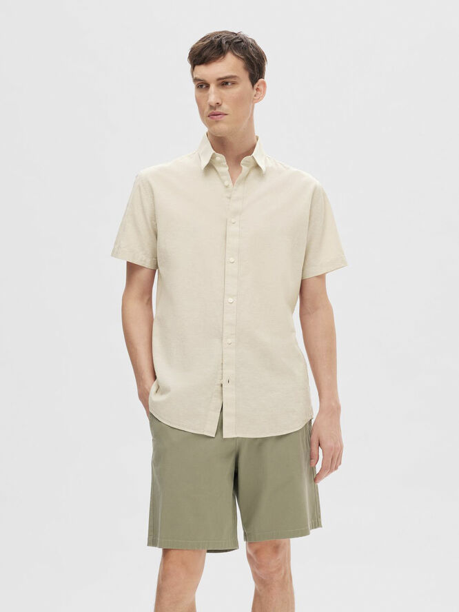 Selected Homme SLHREG-NEW LINEN SHIRT SS NOOS Pure cashmere