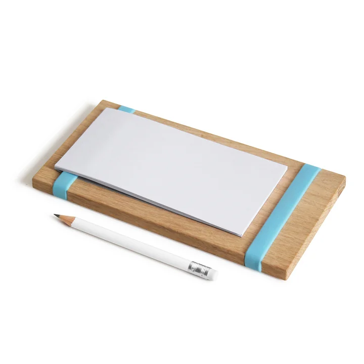 side by side - Notizblockhalter Milch, Eier, Butter, hellblau