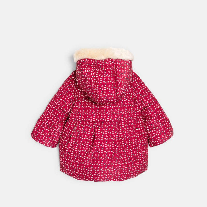 Manteau matelassé doublé fleuri rose bébé fille