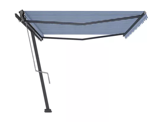 Auvent automatique sur pied 500x300 cm Bleu/Blanc