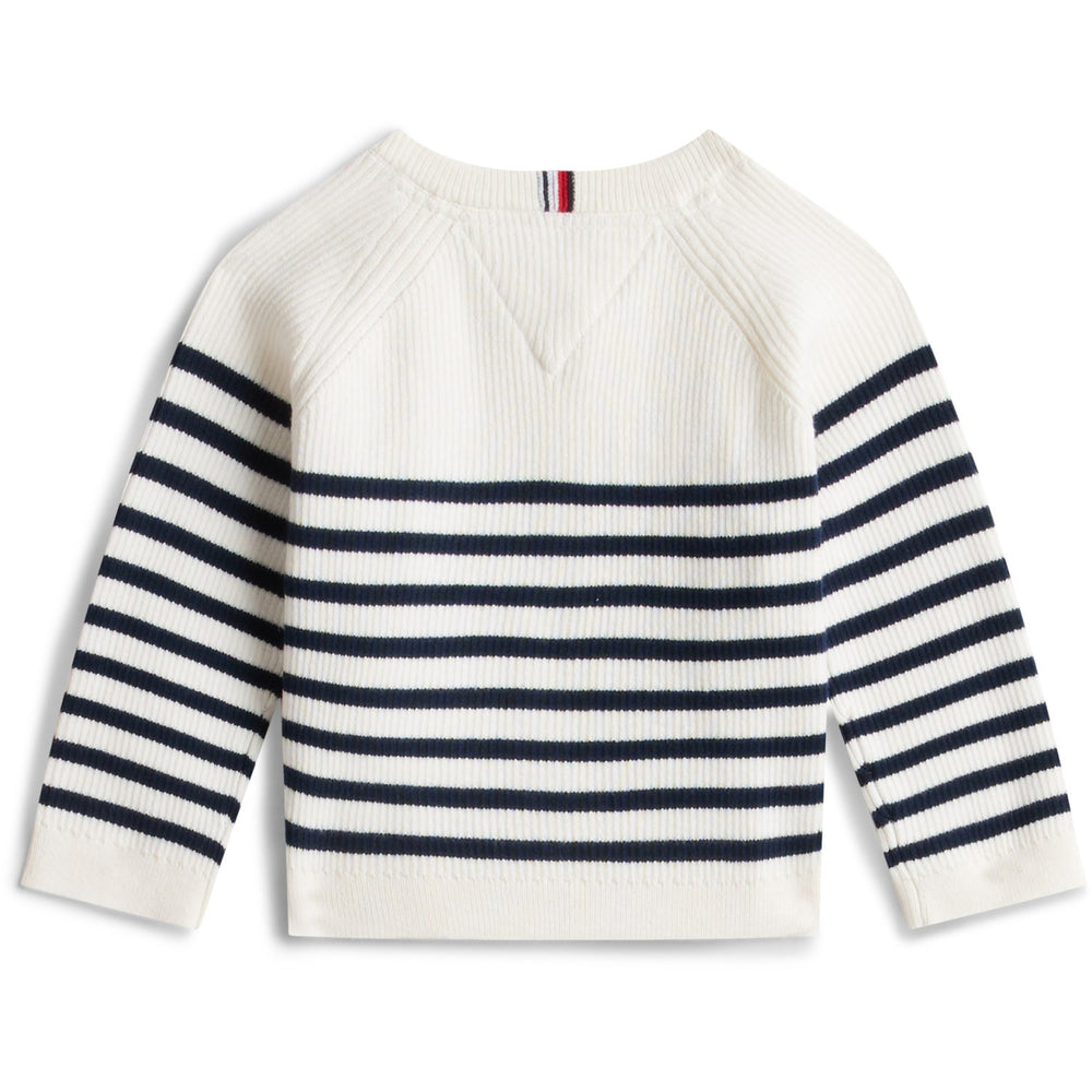 Køb Tommy Hilfiger Ivory Silk Stripes Essential Regular Cardigan Ls