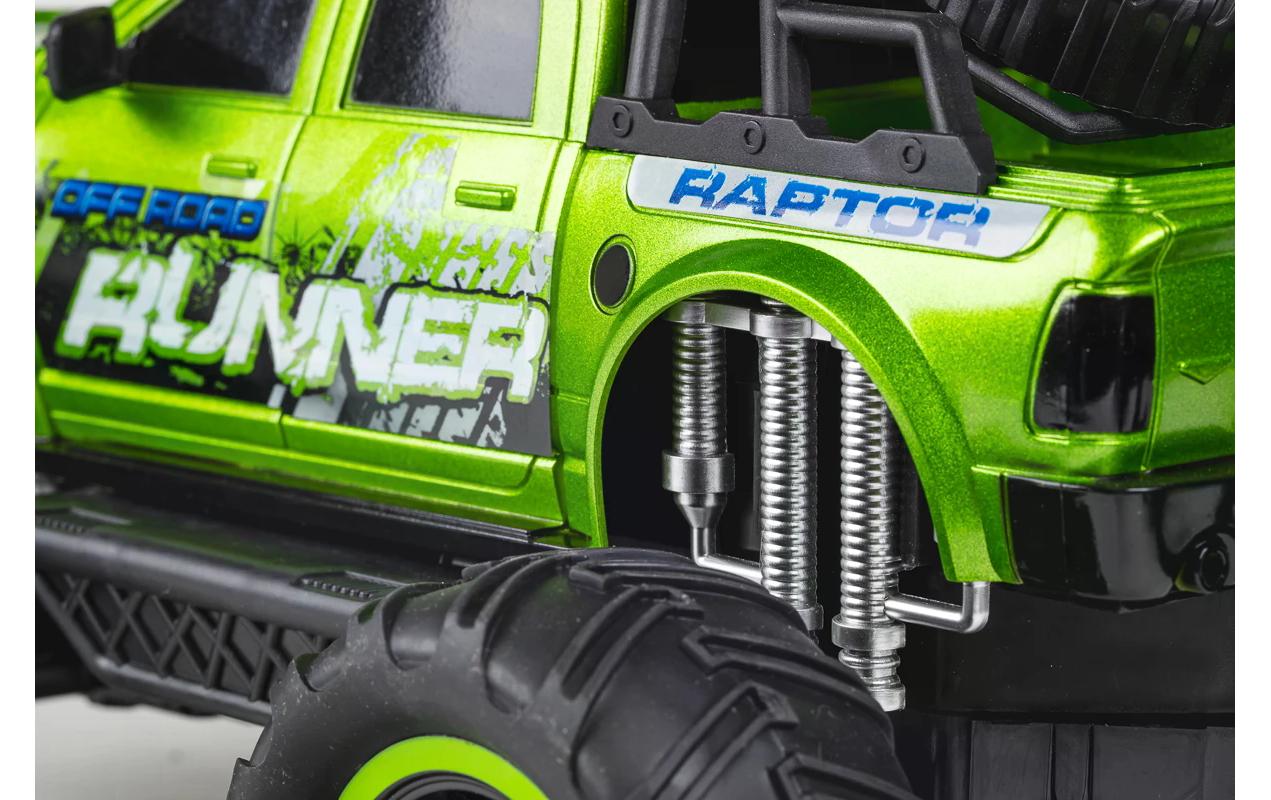 Monster Truck Raptor Runner Grün, 1:12Ferngesteuerter Pick-Up Monstertruck für Kinder ab 6 Jahren