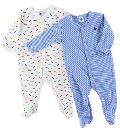 Petit Bateau Natdragt - 2-pak - Hvid/Bl?