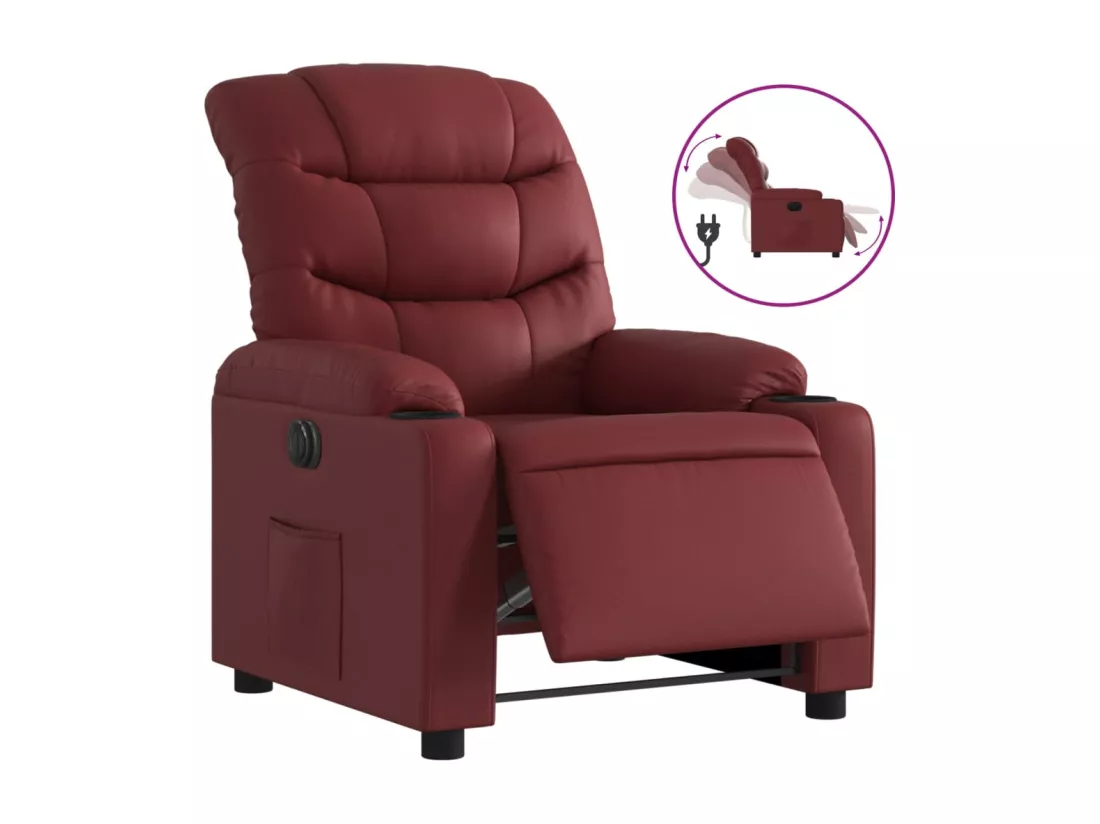 Fauteuil inclinable électrique Rouge bordeaux Similicuir