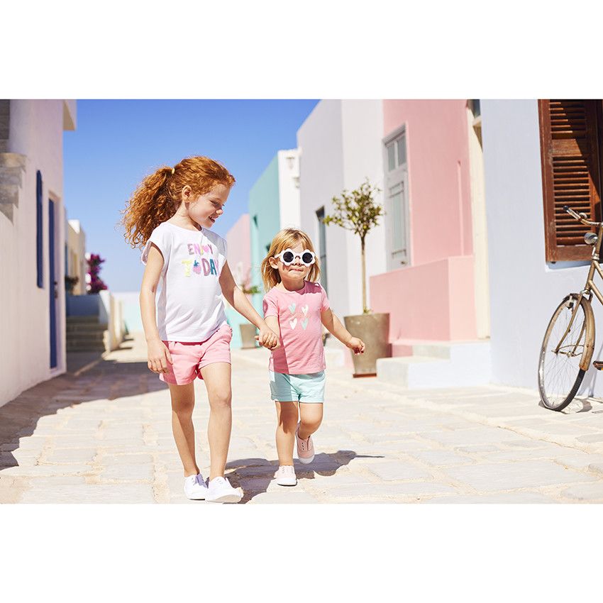 Short en twill avec poches volantées pour fille - Multicolore