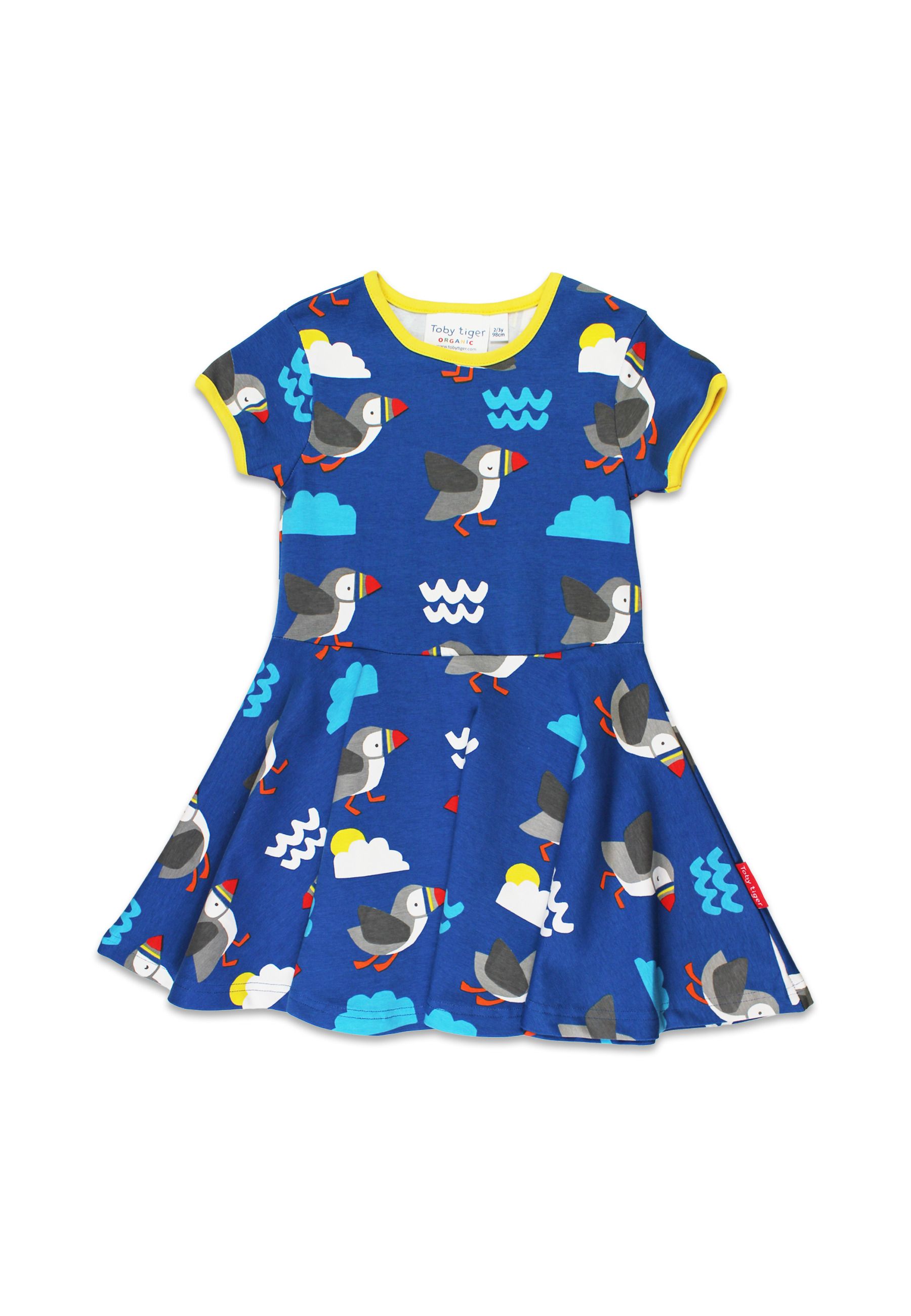 Toby Tiger Skaterkleid mit kurzen Ärmeln mit Papageientaucher-Print