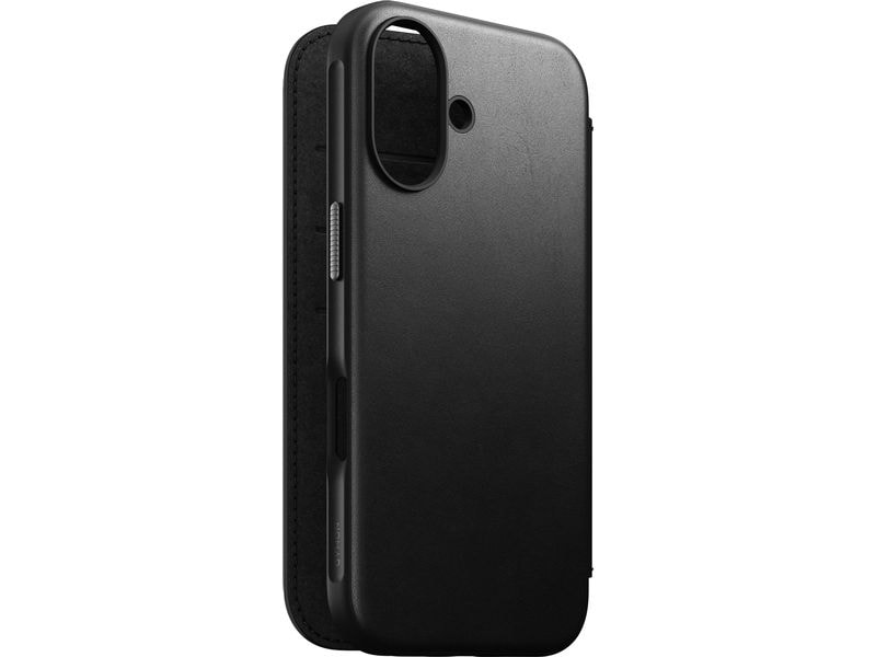 Nomad Book Cover Modern Leather iPhone 16 Schwarz Modernes Leder Folio für das Apple iPhone 16