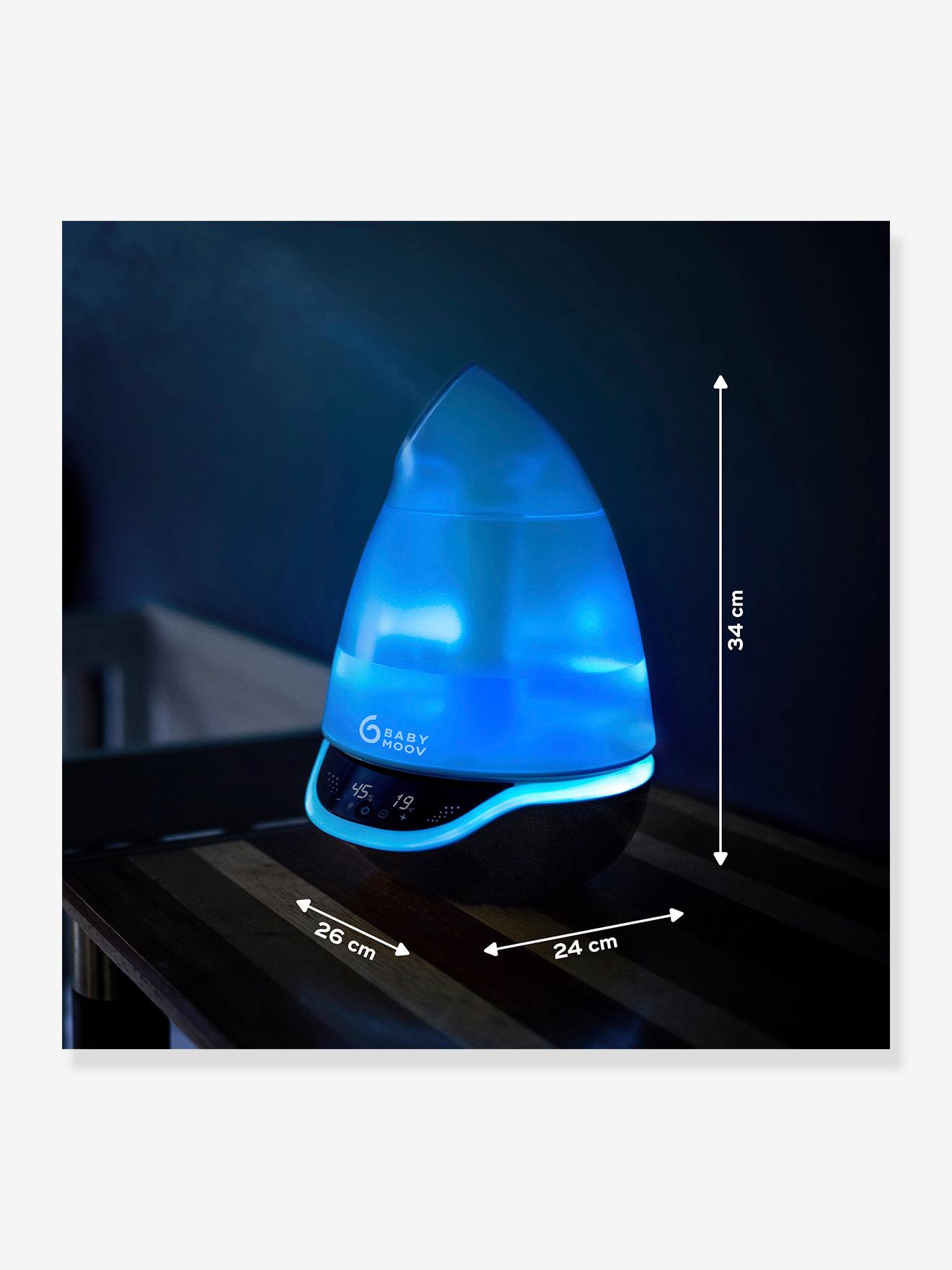 Umidificador elétrico BABYMOOV Hygro+, azul claro, suave