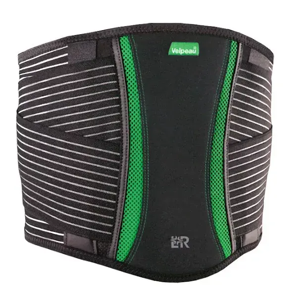 Cinto de suporte lombar Velpeau Dorsamix, 26 cm, tamanho 1, preto e verde.