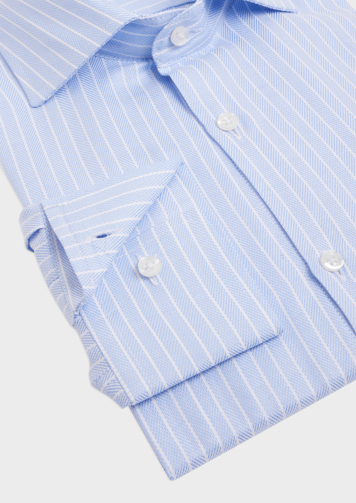 Chemise habillée Slim en coton bio façonné bleu ciel à rayures blanches