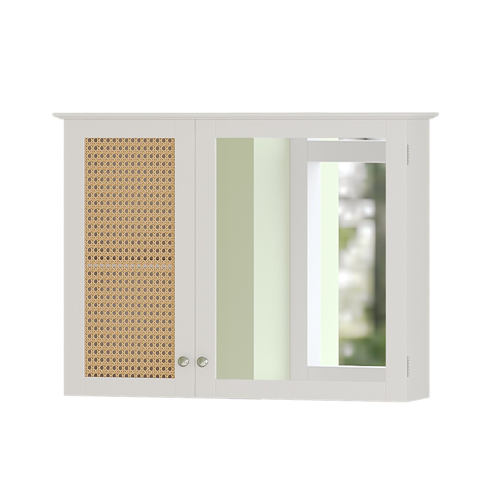 Vicco Spiegelschrank Rosario 60 x 49 cm, Weiß, mit 2 Türen, Badezimmer, modern