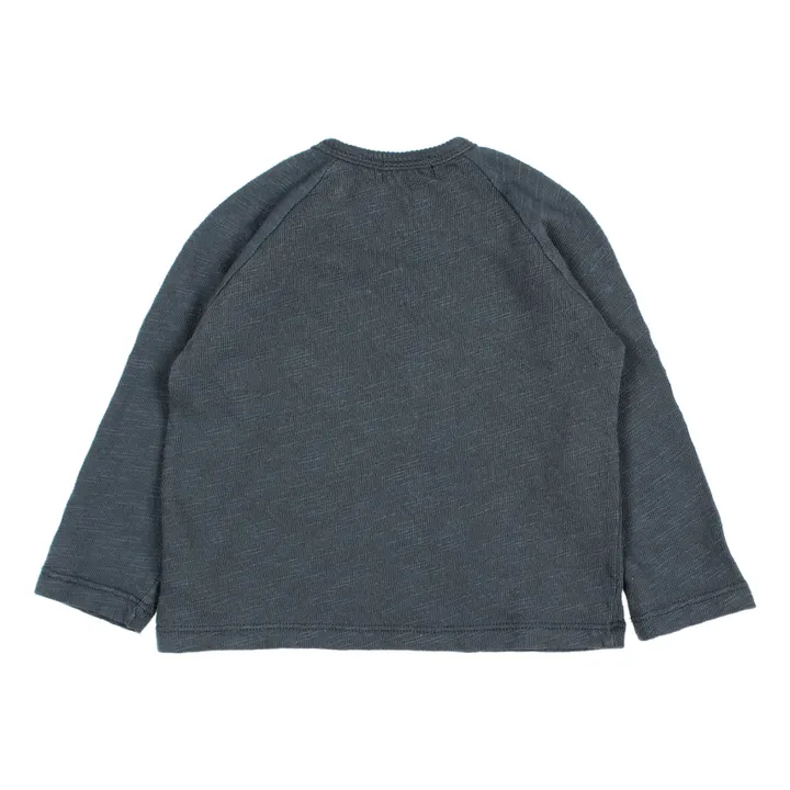 Búho T-Shirt Coton Bio Flammé Lune | Bleu nuit