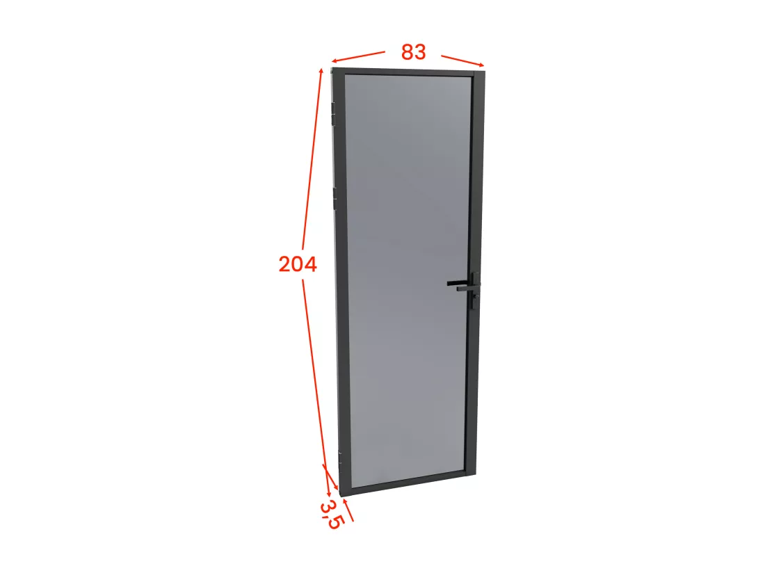 Bloc porte réversible en aluminium et verre trempé fumé - H204 x L83 cm - Noir - LOXTON