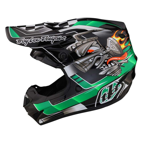 Troy Lee Designs - Casque SE4 Polyacrylite Carb Noir / Vert / Gris