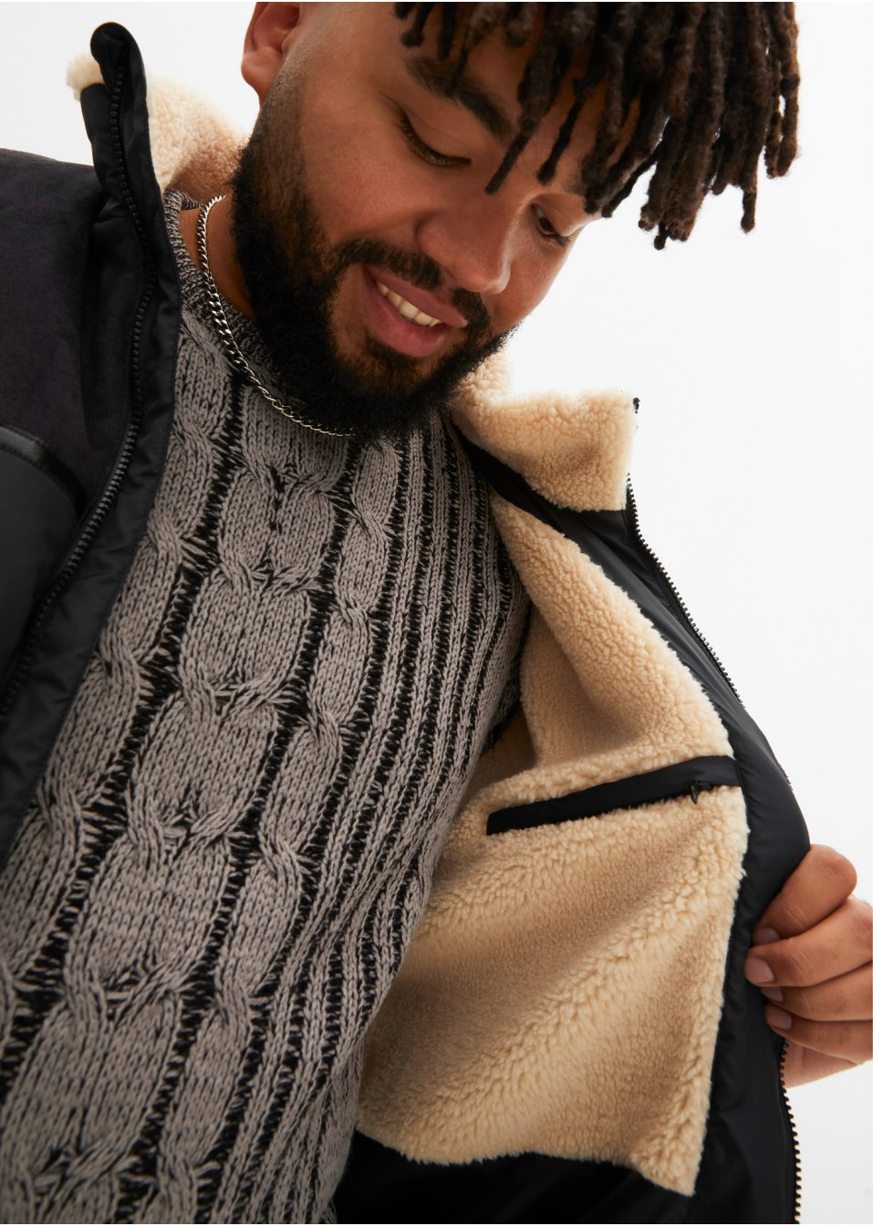 Veste d'hiver en mélange de matière avec polyester recyclé
