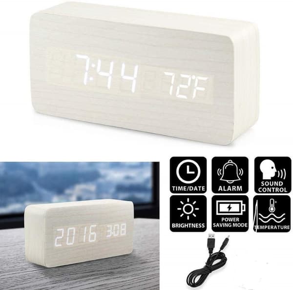 INF Digital vekkerklokke i Hvit
