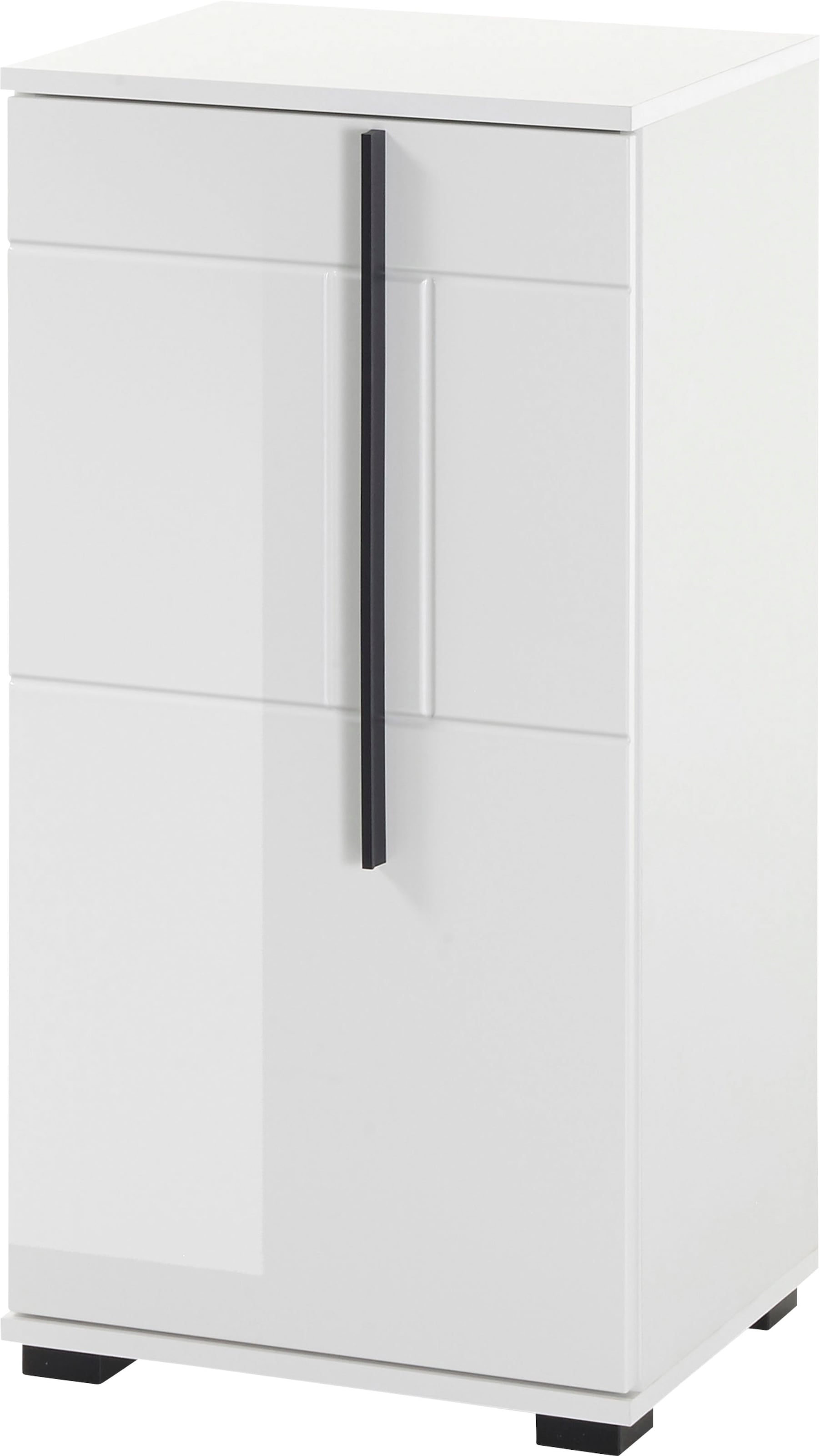 INOSIGN Unterschrank »Cantara, Badschrank in Hochglanz Weiss, Schrank im modernen Design« mit schwarzen Griffen, ausreichend Stauraum