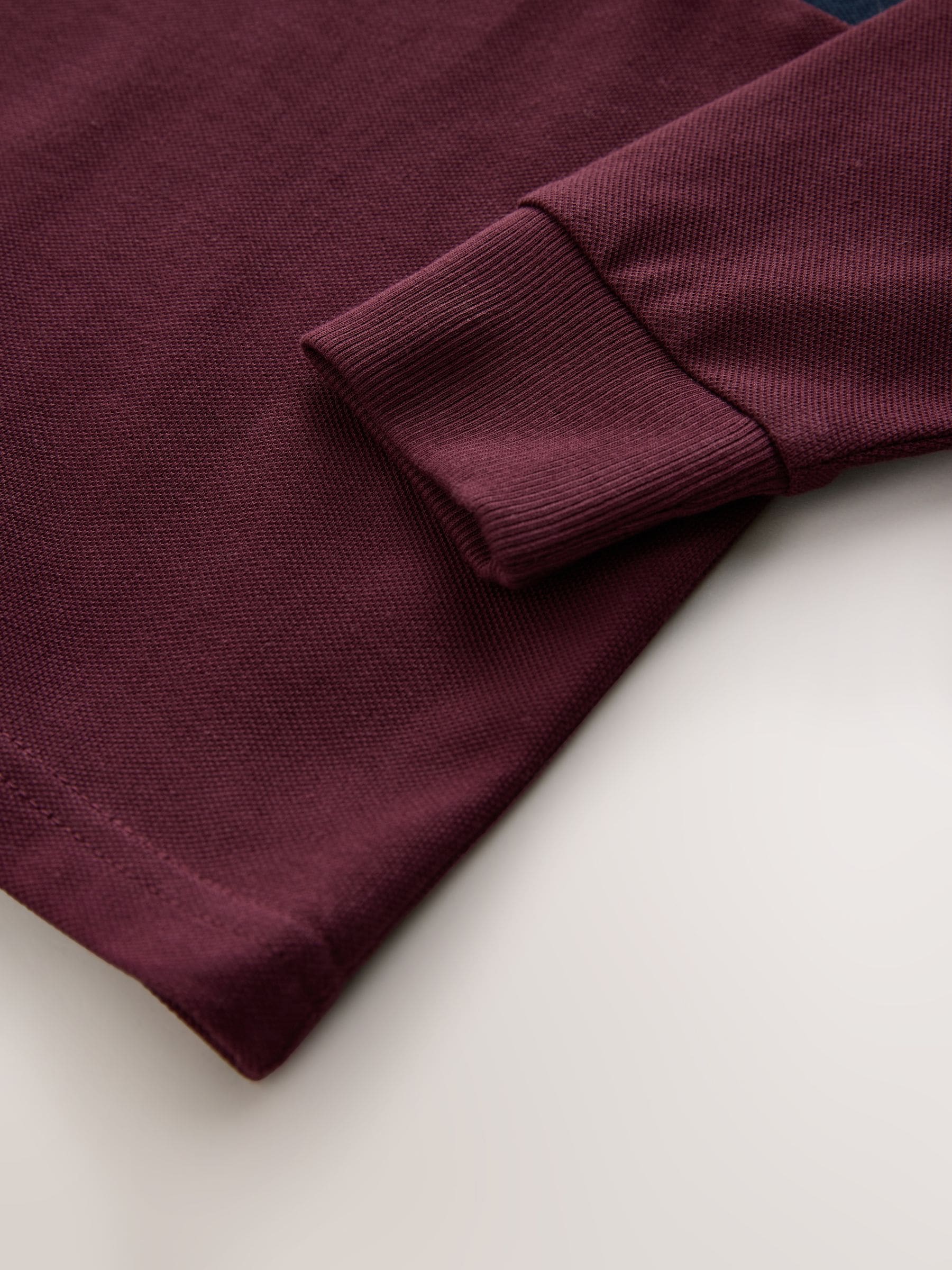 Paarsrood/marineblauw - Poloshirt met lange mouwen en kleurvlakken (3-16jr)