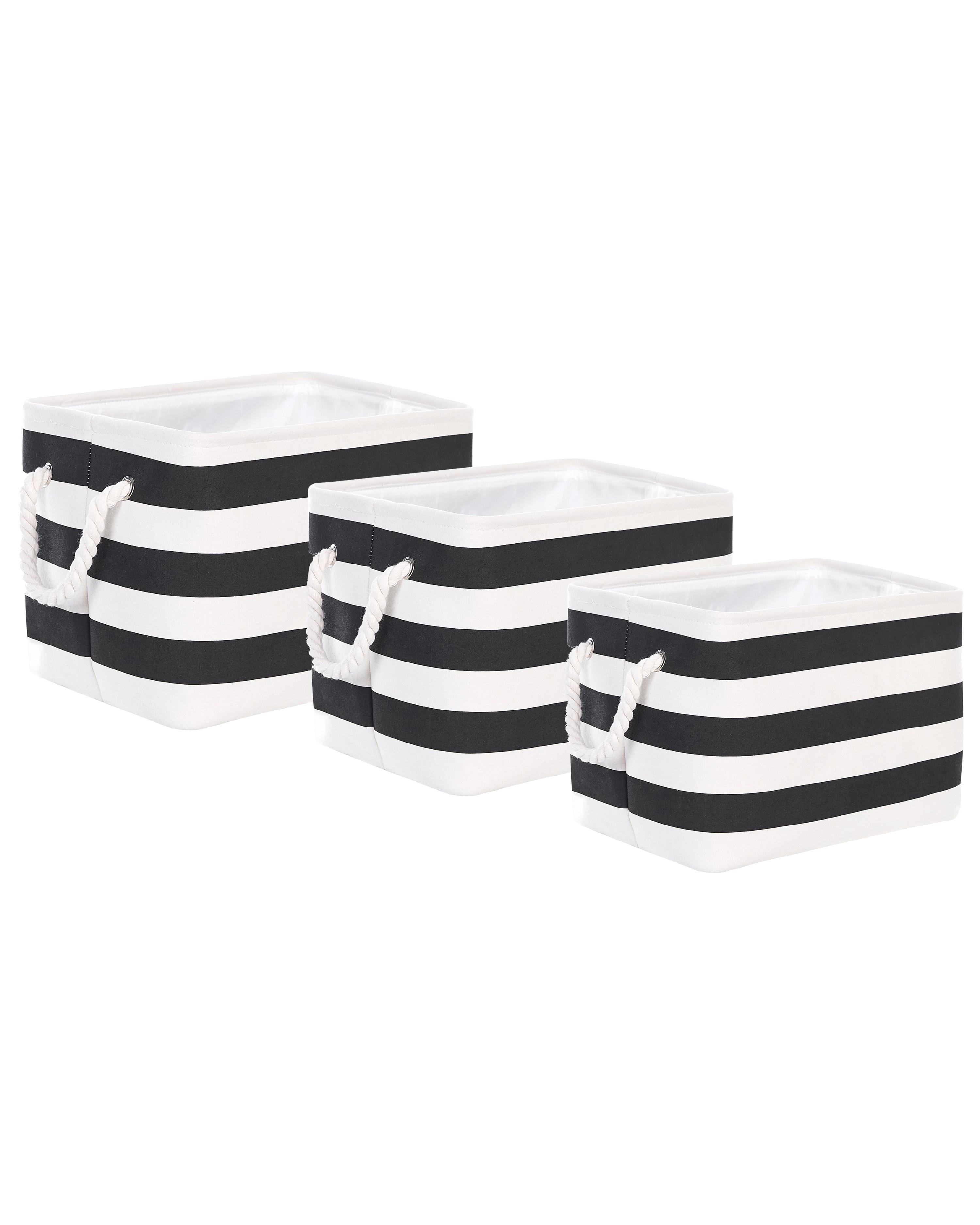 Set van 3 manden DARQAB Katoen Zwart/wit