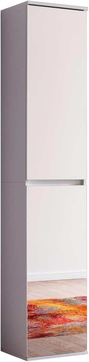 trendteam smart living - Mirror - Garderobenschrank - Weiß - Mehrzweckschrank mit reichlich Stauraum - (BxHxT) 37 x 191 x 34 cm - 7 Einlegeböden - Kratzfest