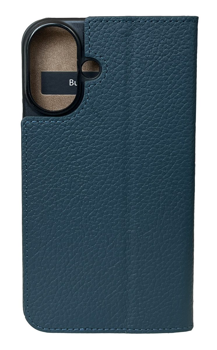 iPhone 16 Echtleder Book Case Tasche Flip Cover Hand Made (MARCIP16-M07) - Dunkelblau