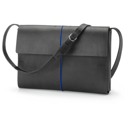 Leder-Umhängetasche klein, schwarz
