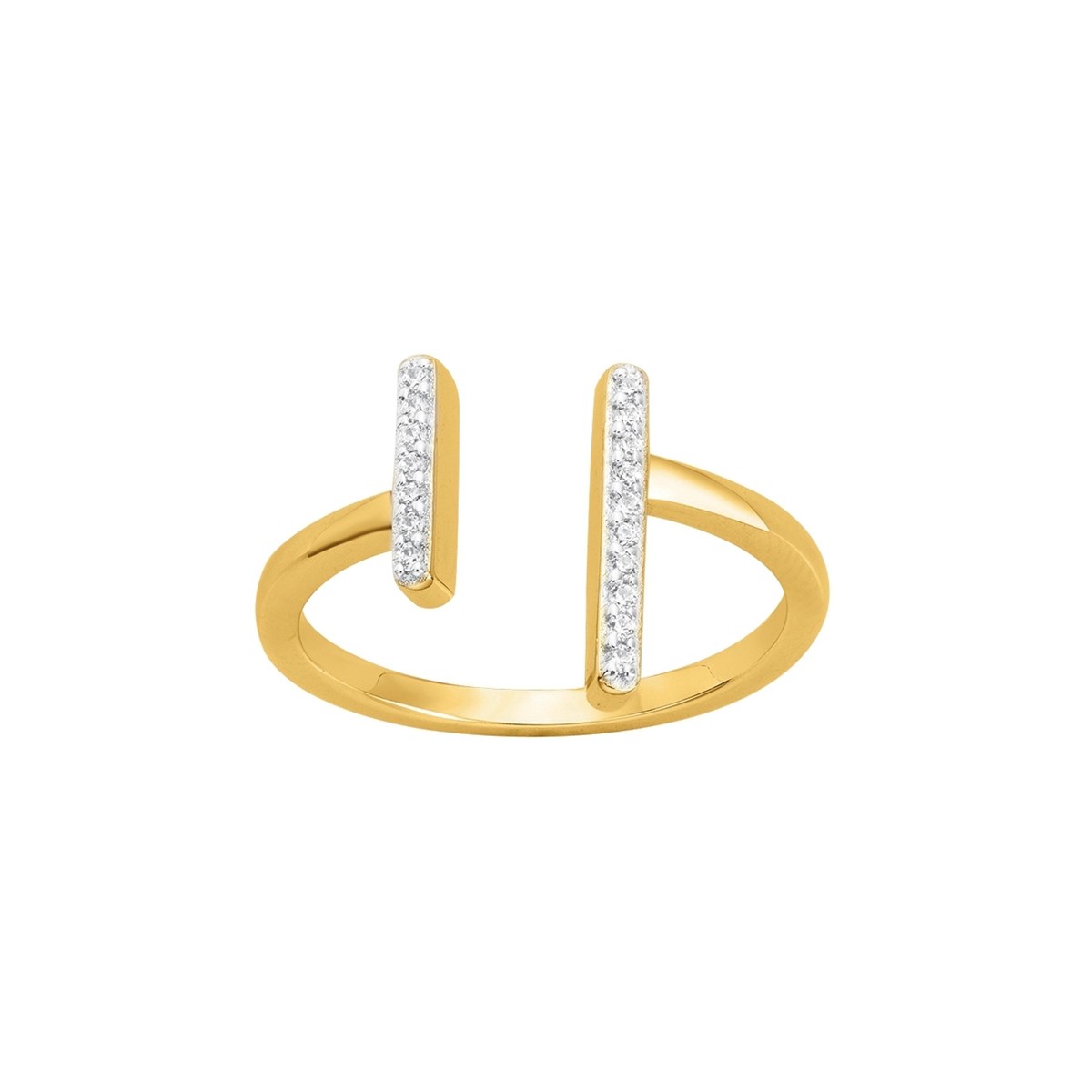 Bague ouverte en Plaqué Or avec oxyde de zirconium blanc