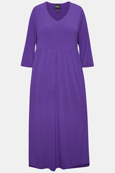Jerseykleid, A-Linie, V-Ausschnitt, 3/4-Arm, Taschen