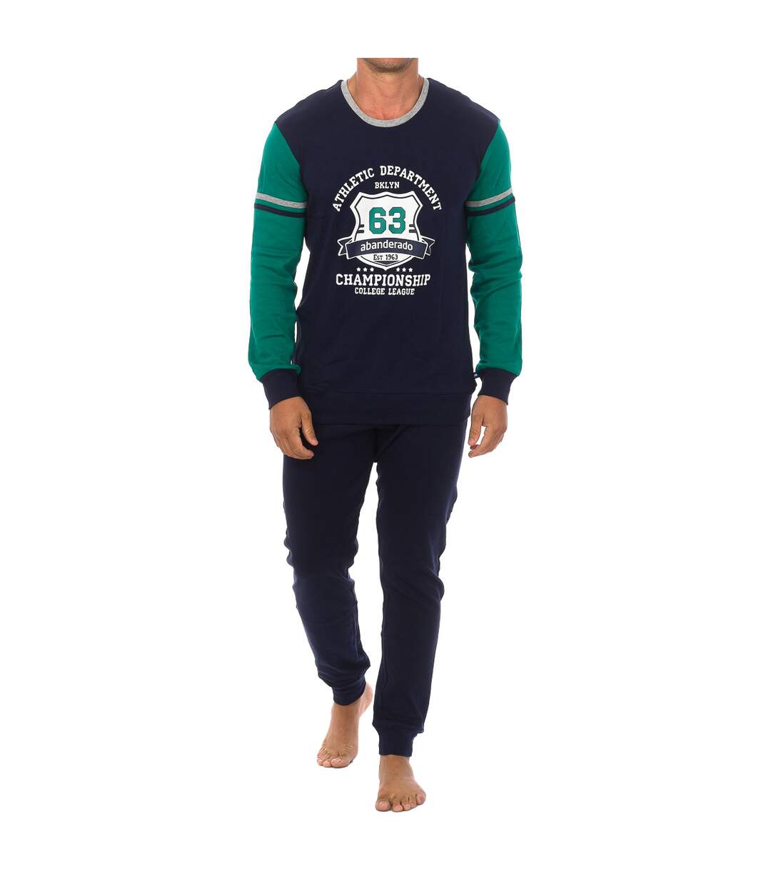 Men's long-sleeved tundose fabric pajamas A0CHH-1PQ