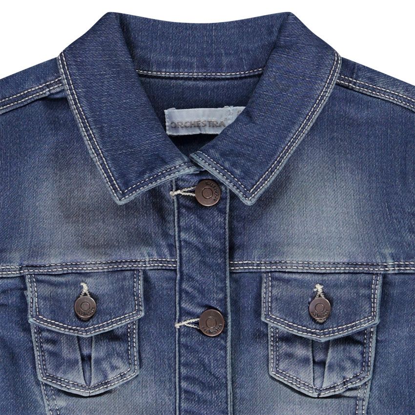 Veste effet jean en molleton avec poches pour fille - Bleu moyen