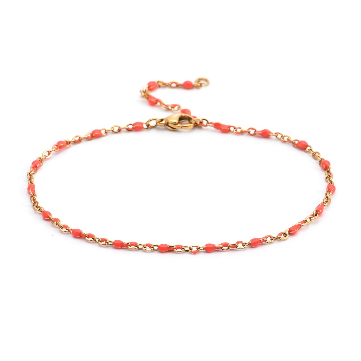 Sixty Stones - 60 - Chaîne De Cheville Chaine Dorée Et Petite Pierre Orange - 25 X 0,4 Cm-