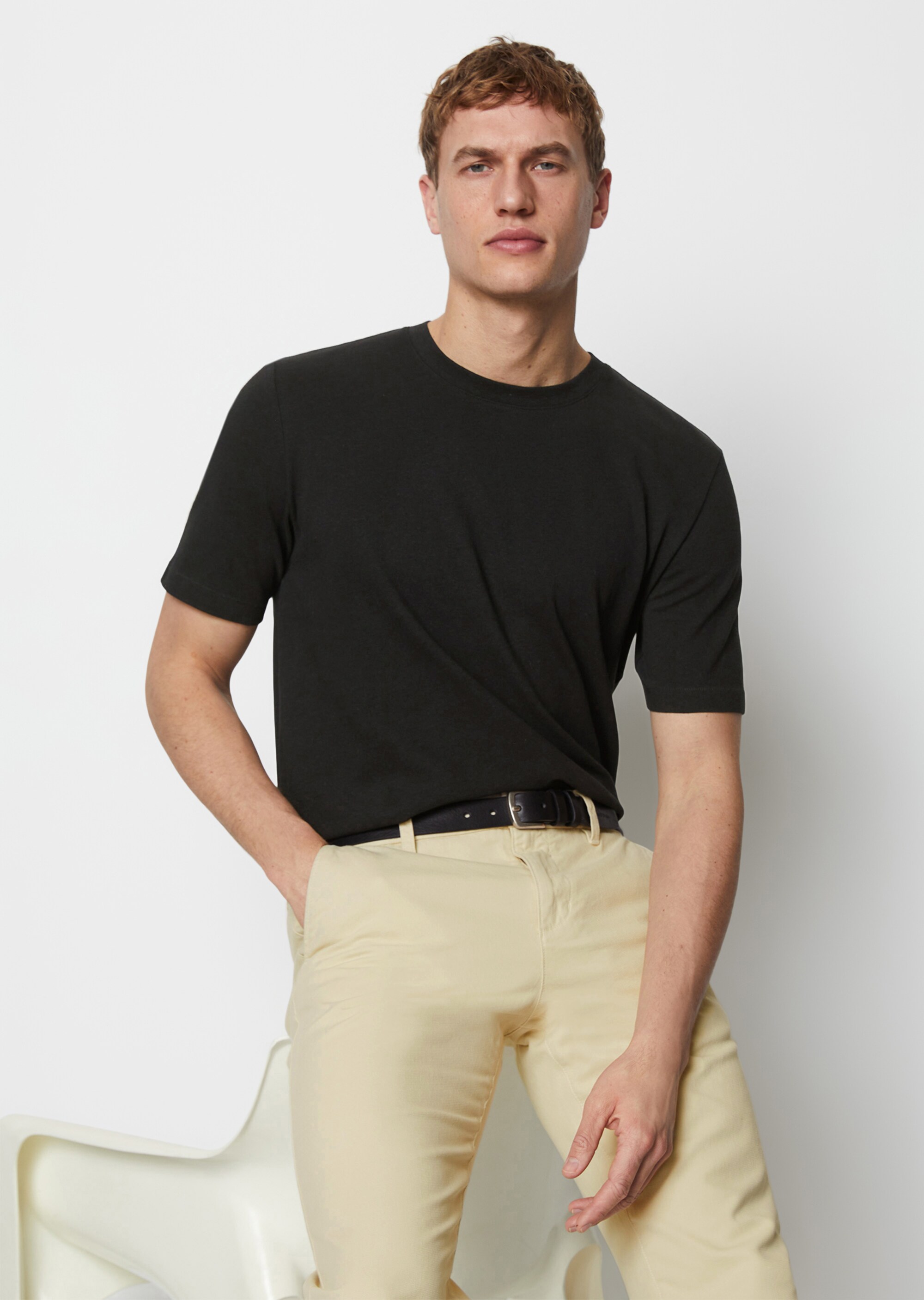 T-Shirt regular aus Bio-Baumwolle und Leinen