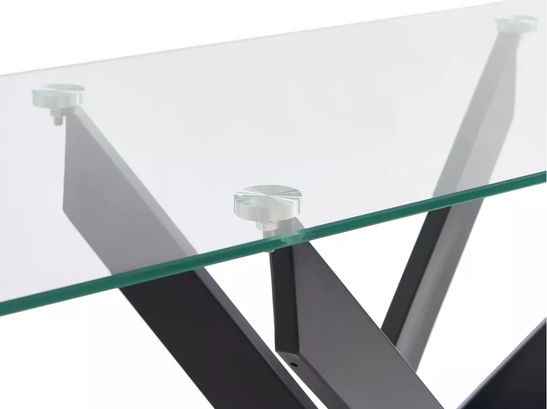 Console en verre trempé et métal noir - Transparent - COSIMA