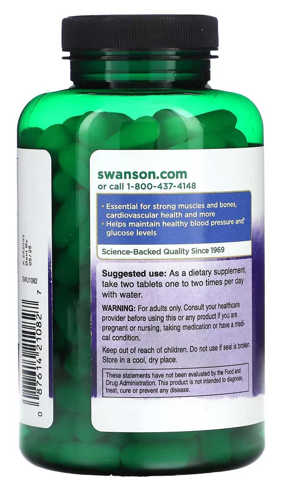 Citrato de Magnésio Swanson 240 comprimidos