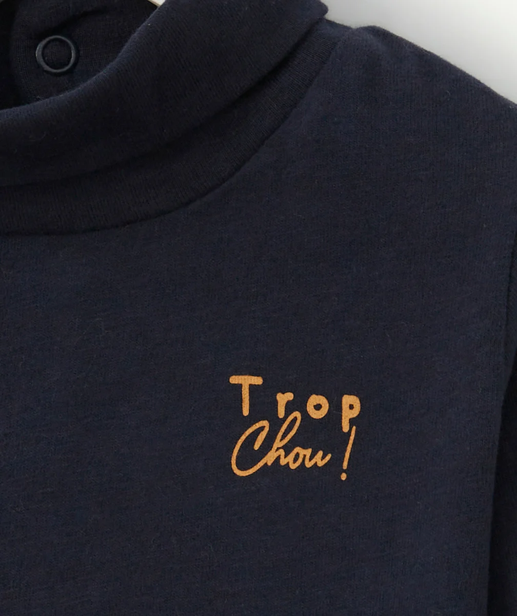 SOUS PULL BÉBÉ GARÇON EN COTON AVEC COL MONTANT MARINE