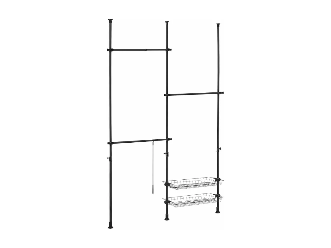 Penderie télescopique acier laqué noire 85 x 38 x 7 cm 03_0008158