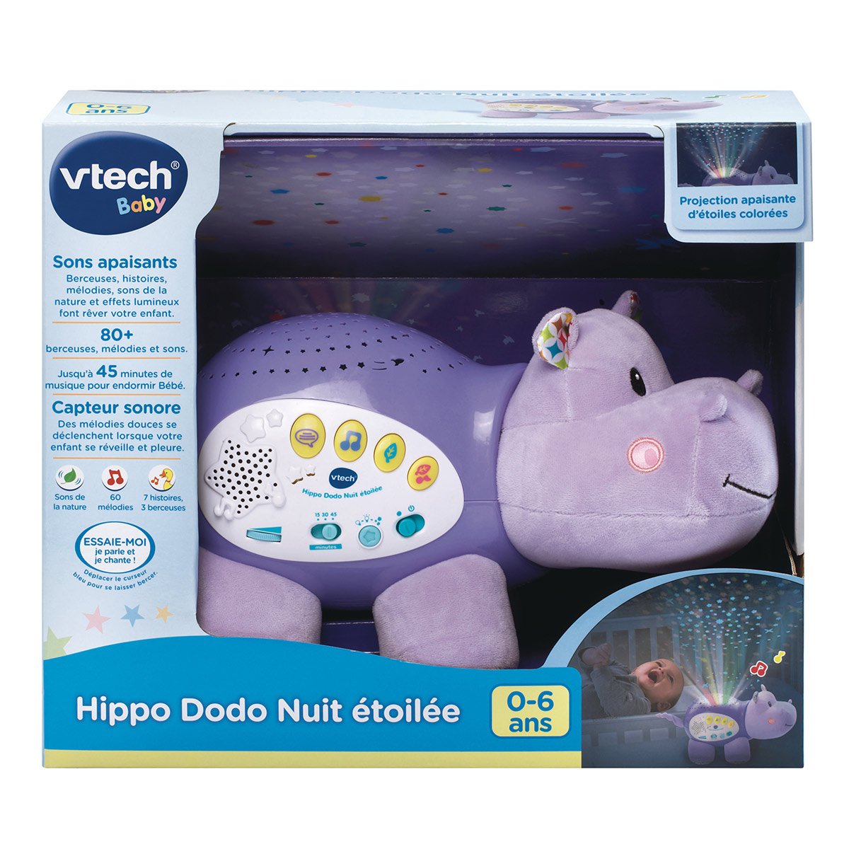 Veilleuse musicale Hippo Dodo nuit étoilée