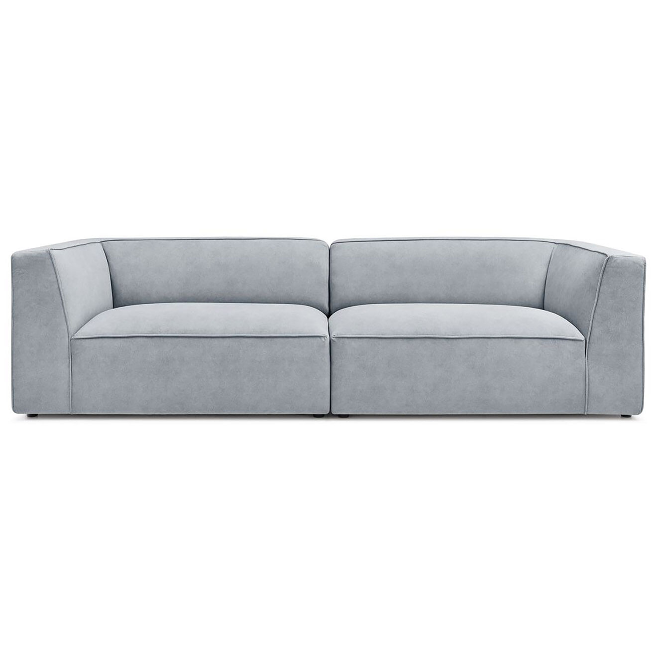 Bobochic Canapé droit fixe 4 places en Velours Molière gris clair - 273x99x71 cm