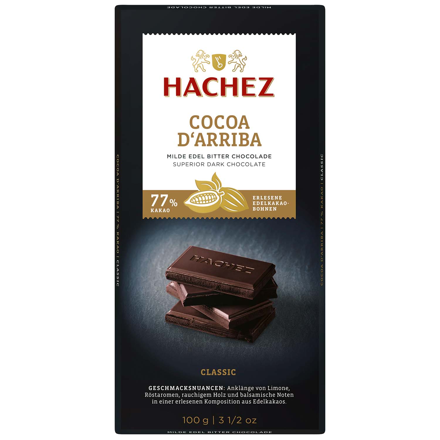 Hachez Tafelschokolade Cocoa d'Arriba Classic 77% Kakao 100g MHD:6.7.26