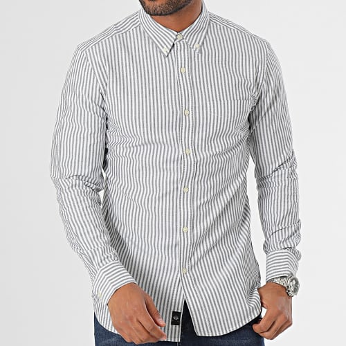 Chemise Manches Longues Slim 29599 Blanc Gris