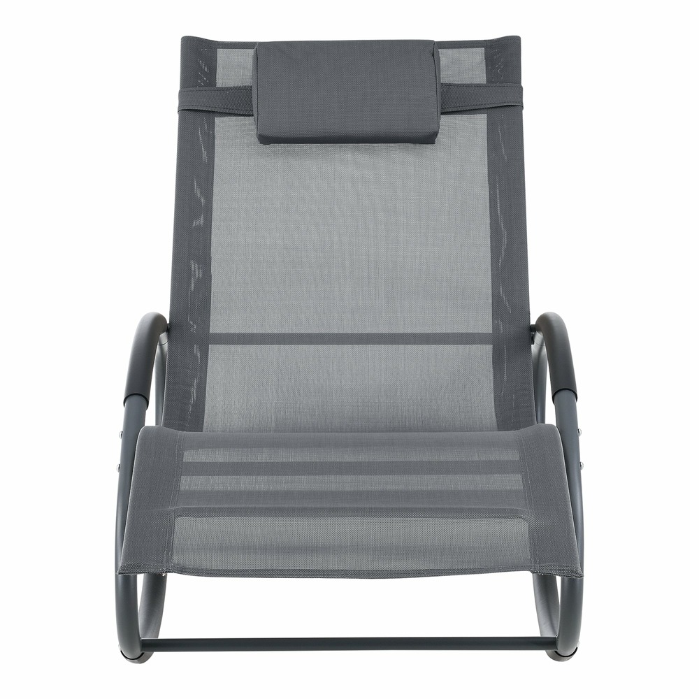 Lot de 2 bains de soleil à bascule acier textile gris foncé