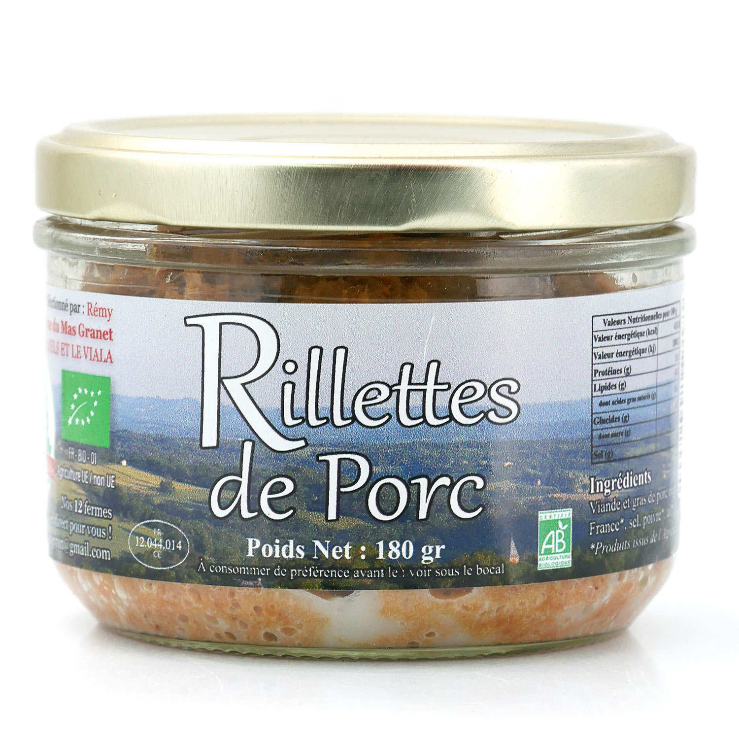 Rillettes de porc bio - Charcuterie bio et fermière de l'Aveyron