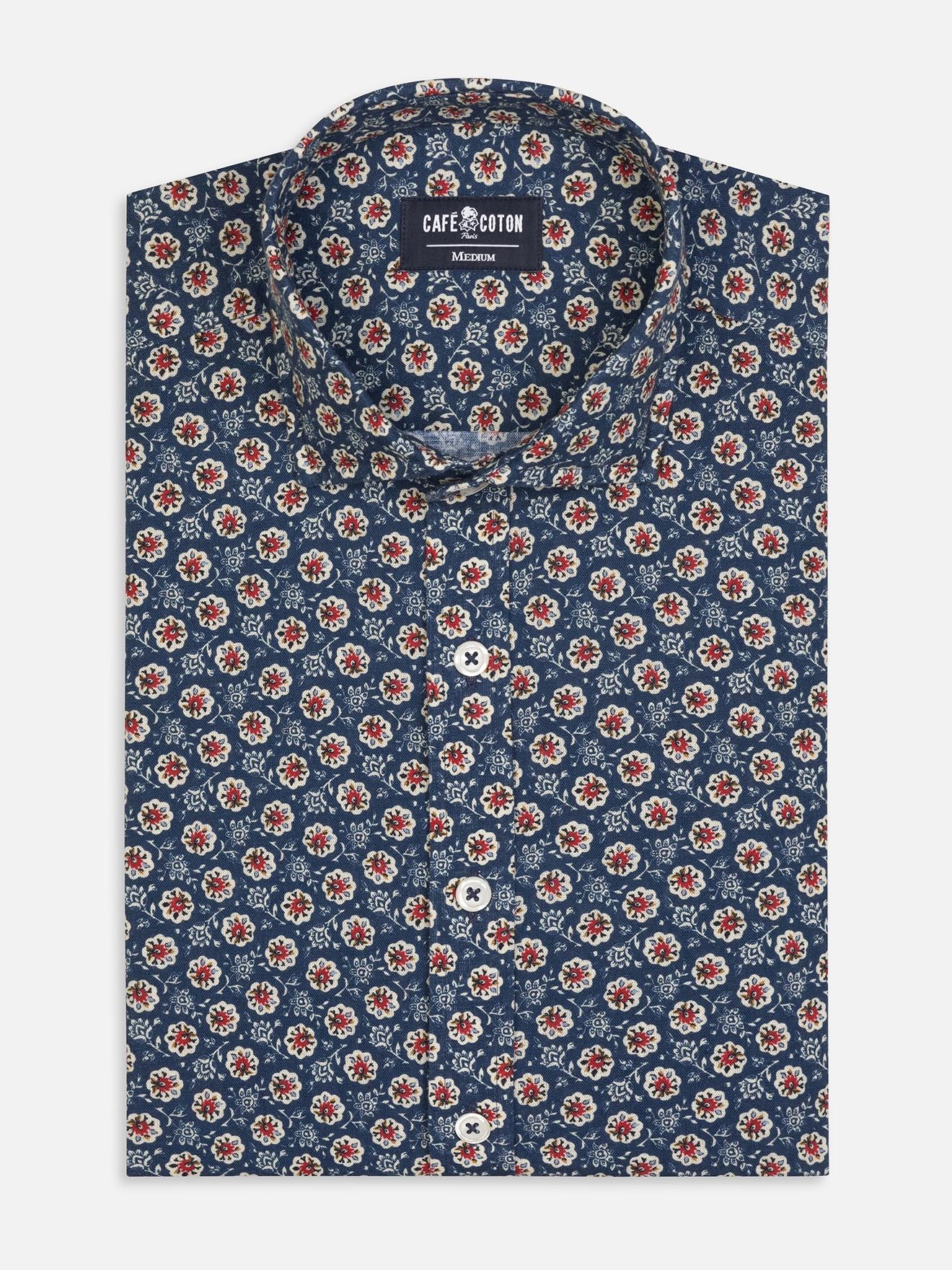Chemise cintrée Sully en lin à motif floral