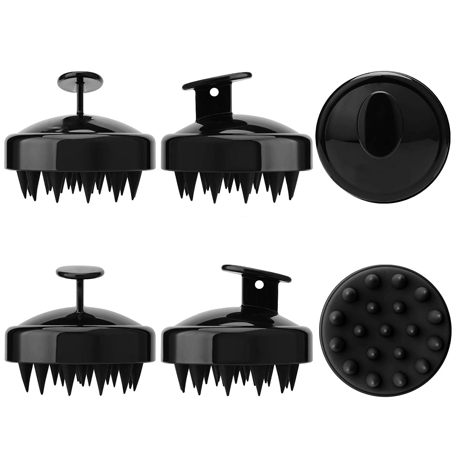 (Ø8cm) Silikon Kopfhaut Massage Bürste Shampoo Scalp Massager - Schwarz