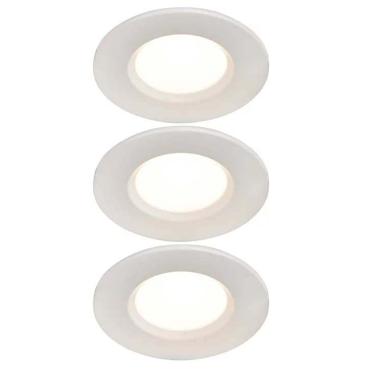 3 spots encastrables Etana LED intégrée blanc chaud IP65 410lm 4.7W Ø8.5cmxH.3.1cm métal blanc GoodHome